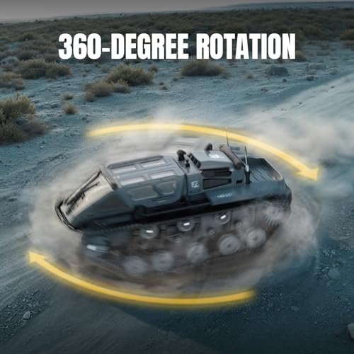 1:16 RC Tank Remote Control Tank Off-Road RC Truck 4WD RC Crawler 360°Rotating Drifting Car with 2 Batteries - color: Gray, size: 1:16