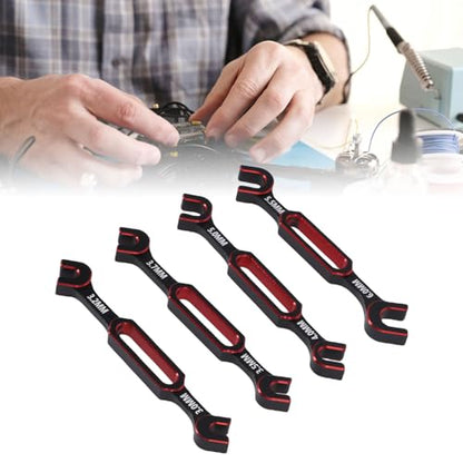 Tyenaza 4Pcs RC Wrench, 3.0 3.2 3.5 3.7 4.0 5.0 5.5 6.0mm Turnbuckle Nut Ball Joint Remover RC Universal Repair Tool for RC Crawler Car Boat (Red) - color: Red