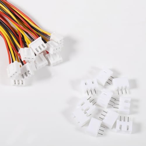 Alinan 20pcs JST-XH2.54mm 3 Pin Connector Kit, Included 10pcs Mini 3 Pin 26AWG Female Connector Plug with 200mm Cable Wire and 10pcs Micro 3Pin Male Connector Plug - color: 3Pin 26AWG 200mm Cable
