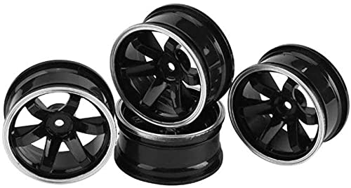 4Pcs 63mm RC Drift Car Tires Hard Tyres Plastic Wheel Rims for 1/10 On-Road Drifting Car for HSP Tamiya HPI Kyosho Spare Parts(Black/Silver) - color: Black/Silver
