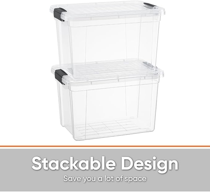 Superio Clear Storage Bins with Lids, Stackable Deep Storage Boxes with Latches and Handles, Extra Small, 4 Pack, Deep Containers for Home, Garage, and Kitchen - size: 2.5 Qt, style: 4 Pack