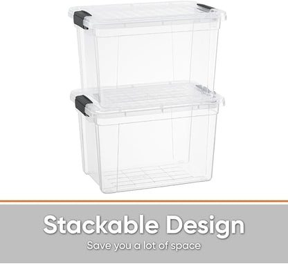 Superio Clear Storage Bins with Lids, Stackable Deep Storage Boxes with Latches and Handles, Extra Small, 4 Pack, Deep Containers for Home, Garage, and Kitchen - size: 2.5 Qt, style: 4 Pack