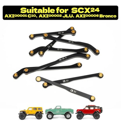 High Clearance 4 Links Set for SCX24 C10, Steel Links Set, Upgrade Parts for SCX24 Bronco, C10, Base Camp, Wrangler JLU, 4Runner, Axial 1/24 RC Crawler Car Upgrade Accessories, 8Pcs, Black - size: For C10