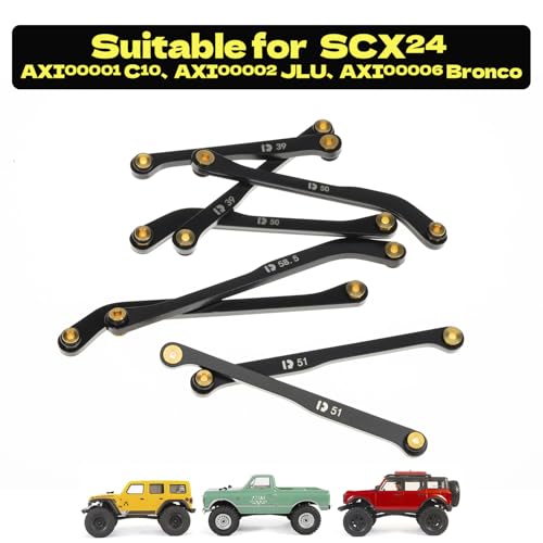 High Clearance 4 Links Set for SCX24 C10, Steel Links Set, Upgrade Parts for SCX24 Bronco, C10, Base Camp, Wrangler JLU, 4Runner, Axial 1/24 RC Crawler Car Upgrade Accessories, 8Pcs, Black - size: For C10