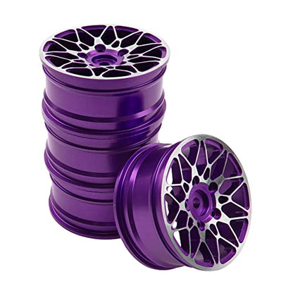 ShareGoo Metal Wheel Rims RC 12mm Hex Hubs 1/10 RC Drift On-Road Racing Touring Wheel Rim Compatible with HSP Tamiya Kyosho RedCat Sakura WLtoys Universal 1/10 RC Scales (Purple) - color: Purple
