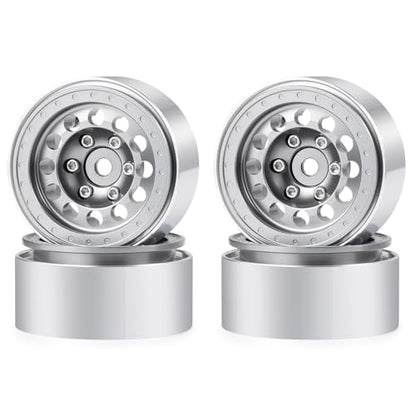 1.3inch beadlock wheels Aluminium RC Rims for 1/18th TRX4M 1/24th Axial SCX24 RC Crawler Car Upgrade Parts (Silver) - color: Silver