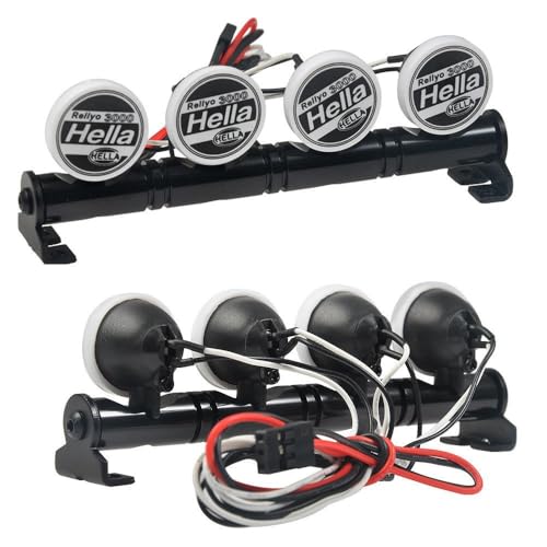 Metal Roof LED Light Bar 4 LEDs for SCX10 D90 TRX-4 1:10 RC Crawler Truck (4 LEDs)