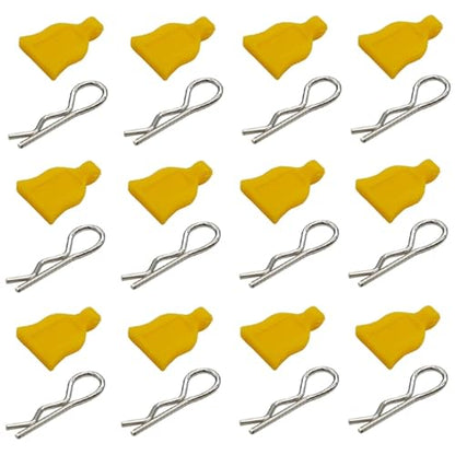 12 Pcs RC Car Universal RC Body Clips with Pull Tabs Car Clips R Clips Compatible with 1/8 1/10 1/12 RC On Road Car Crawler Truck Buggy Shell Replacement Parts TT02 Axial SCX10 (Yellow) - color: Yellow