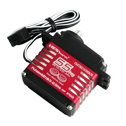 High Torque 55kg Brushless Servo Motor Waterproof RC Digital Servo High Speed Metal Gear Steering Servo for RC Cars, Drones, Robots and Flight Control Systems- Control Angle 270°
