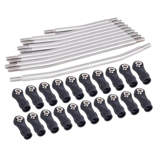 10Pcs Stainless Steel Links Rod Set with Ball End 313/324mm Wheelbase for 1/10 RC Crawler Car Axial SCX10 II 90046 Upgrade Parts (324mm)