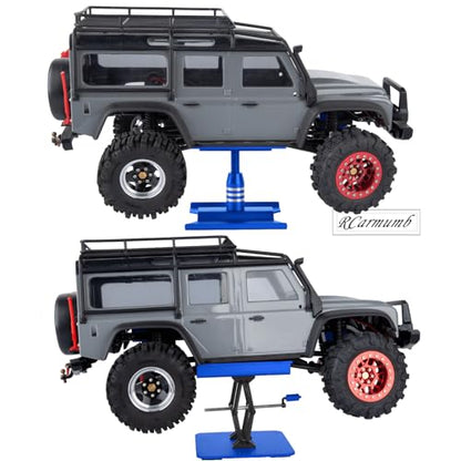 2-Pack RC Work Stand Bundle for 1/18 1/24 1/30 1/32 TRX4M K10 SCX24 FCX24 K5 AX24 SCX30 Ascent-32, 360° Rotating Display Stand & Height Adjustable Lift Table w/ 4 Pcs Jack Stands,Navy Blue w/Navy Blue - color: Navy Blue(1set)