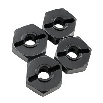 12mm Wheel Hex Set for Losi 1/18 Mini LMT 4X4 Brushed Monster Truck (Black) | Aluminum,Front,Rear,Wheel Hexes,Pins,RC Car,Upgrade Parts,LOS01026,LOS212050,CNC Machined,High Strength - color: Black