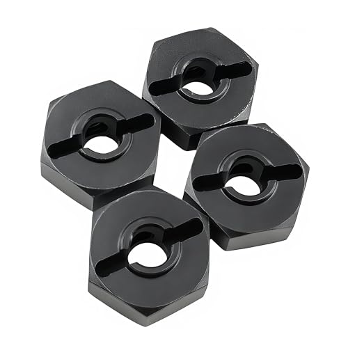 12mm Wheel Hex Set for Losi 1/18 Mini LMT 4X4 Brushed Monster Truck (Black) | Aluminum,Front,Rear,Wheel Hexes,Pins,RC Car,Upgrade Parts,LOS01026,LOS212050,CNC Machined,High Strength - color: Black