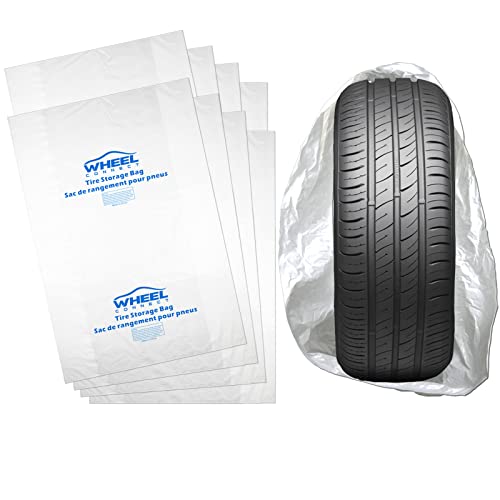 WHEEL CONNECT Tire Storage Bags. Made of Polyethylene LDPE Plastic, Large 38”X42”H, White, Pack of 8pcs. L. - color: Large-Pack of 8pcs