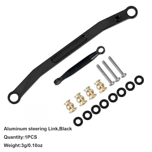 RC Models Parts For Axial For SCX24 90081 RC Crawler Upgrade Parts Aluminum Alloy Material CNC Front Steering Linkage Rods Set(Black) - color: Black