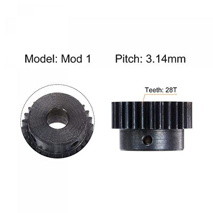 uxcell 1Mod 28T Pinion Gear 8mm Bore Hardened Steel Motor Rack Spur Gear with Step for RC Car Truck Buggy Gear Drive