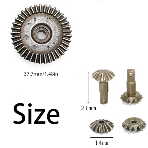 Differential Gear Set Assembly Upgraded Diff Gear Kit for 1/10 HQ727 Traxxas Slash 4x4 Ford Rally Stampede XO-1 Raimo RC Car, Include Output Gears (2), Spider Gears (2), and Spur Gear
