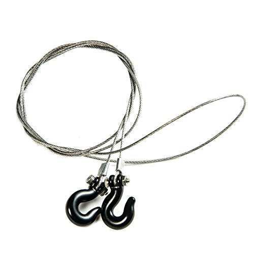 1/10 RC Crawler Accessories Steel Tow Rope with Hooks for Axial SCX10 Trx4 CC01 D90 RC Buggy Truck Car Parts (Black)