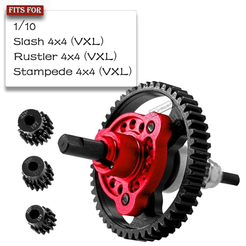 53T Spur Gear Upgrades Part for Slash 4X4/VXL Stampede 4X4/VXL Rustler 4X4/VXL,53T Slipper Clutch Eliminator with Pinions Gears Set(15T 17T 19T),Hardened Steel RC Upgrades,#6878,Red - color: Red(53T)