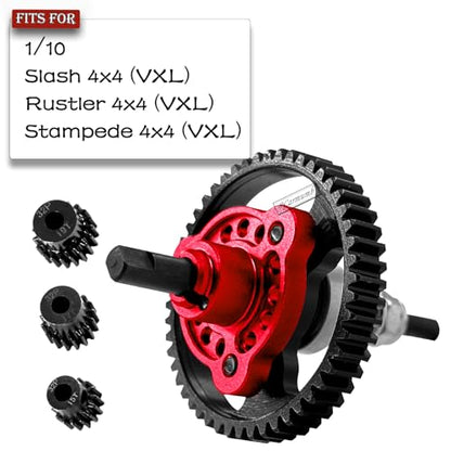 53T Spur Gear Upgrades Part for Slash 4X4/VXL Stampede 4X4/VXL Rustler 4X4/VXL,53T Slipper Clutch Eliminator with Pinions Gears Set(15T 17T 19T),Hardened Steel RC Upgrades,#6878,Red - color: Red(53T)