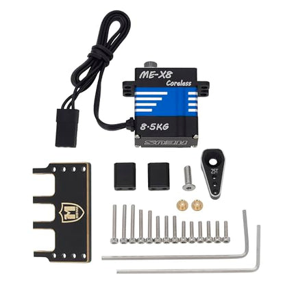 MEUS RACING SCX24 Micro Servo with Brass Servo Mount + Servo Arm for Axial SCX24 C10 JLU Bronco 1/24 RC Crawler Car Upgrade Parts