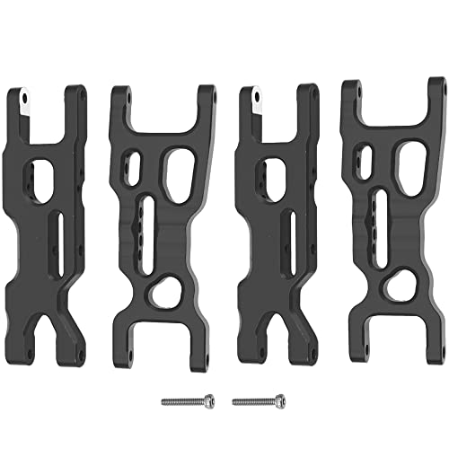Metal Front & Rear Suspension Arms A-Arms Set Compatible with Losi 1/18 Mini-T 2.0 2WD Stadium RC Truck Hop-Up Parts (Black) - color: Black