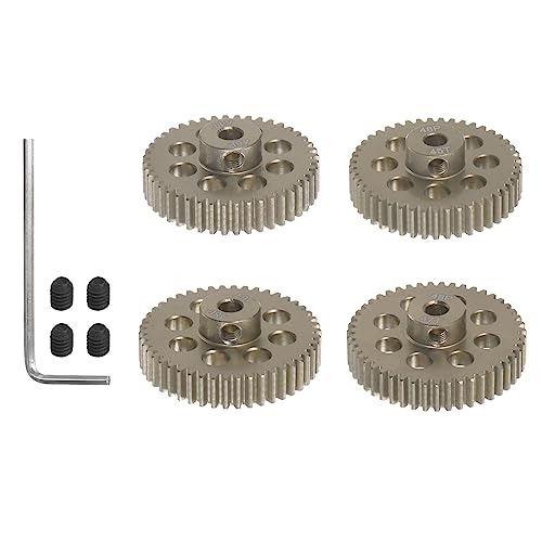 HARFINGTON 48P Hardened Pinion Motor Gear Set 4pcs 44T 45T 46T 47T Fit 1/8 inch RC Motor Shaft 48 Pitch 7075 Aluminum Gears for RC Car, with Hex Key - style: 44T 45T 46T 47T