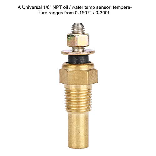Universal Brass Electrical Sender, Coolant Temperature Sensor, Water Temp Temperature 1/8 NPT Electrical Sender Transmitter Sending Unit Temp Sensor