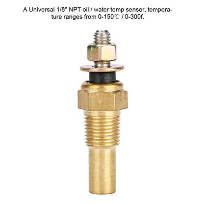 Universal Brass Electrical Sender, Coolant Temperature Sensor, Water Temp Temperature 1/8 NPT Electrical Sender Transmitter Sending Unit Temp Sensor