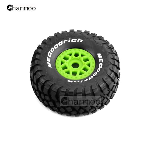 1/8 RC Short Course Truck Tires And Wheels 17mm Hex OD 140mm 1/7 All Terrain Off Road Tyres For 1:7 1:8 RC Buggy Truck Car HSP TRAXXAS UDR DF7 FS Atom ARRMA Mojave YK4072 DF7 4PCS (Green) - color: Green
