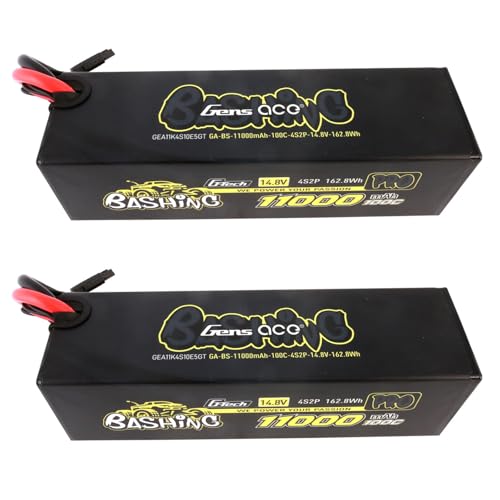 Gens ace 11000mah 4S2P 100C 14.8V G-Tech Bashing Pro Lipo Battery Pack with EC5 Plug(2 Pcs) - size: 4S2P 11000mAh