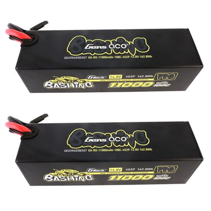 Gens ace 11000mah 4S2P 100C 14.8V G-Tech Bashing Pro Lipo Battery Pack with EC5 Plug(2 Pcs) - size: 4S2P 11000mAh