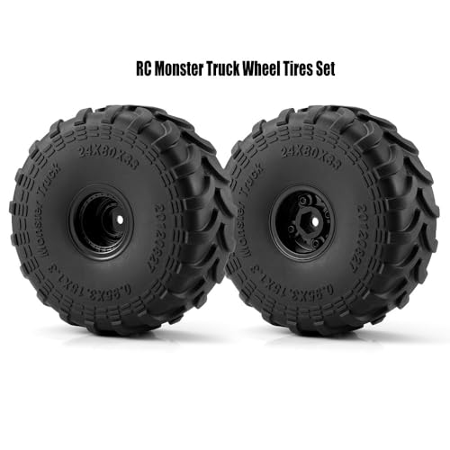4PCS RC 1.0 Monster Truck Wheels and Tires Set 80x33mm for 1/24 Axial SCX24 AX24 TRX4M Redcat Acent-18 Crawler Car