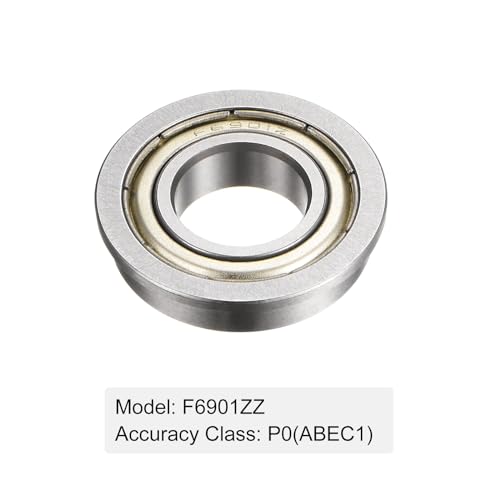 uxcell F6901ZZ Flanged Ball Bearing, 10pcs 12x24x6mm Chrome Steel Double Shielded ABEC1 Flange Bearings - size: 12x24x6mm