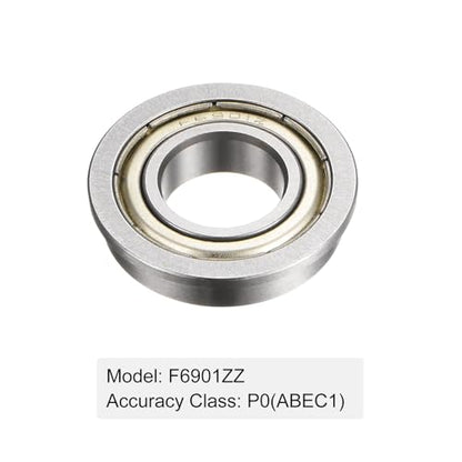 uxcell F6901ZZ Flanged Ball Bearing, 10pcs 12x24x6mm Chrome Steel Double Shielded ABEC1 Flange Bearings - size: 12x24x6mm