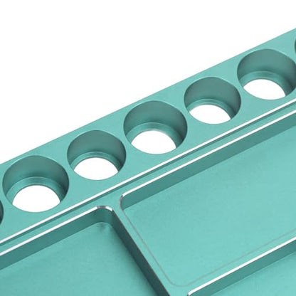 RiToEasysports RC Screwdriver Tool Storage Rack Magnetic Screw Tray Aluminum Alloy with 4pcs Magnetic Pads for RC Cars Airplanes Helicopters Repair (Green) - color: Green
