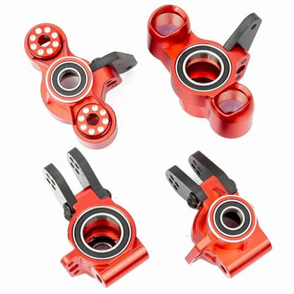 Aluminum Front Steering Blocks & Hub Rear Stub Axle Carriers for ARRMA 6S | 1/7 Mojave Infraction FIRETEAM Felony Limitless 1/8 TYHPON Steering Knuckles Hop Ups,Upgrade AR330187 AR330193 - color: Red, size: Front & Rear Set(Thin)