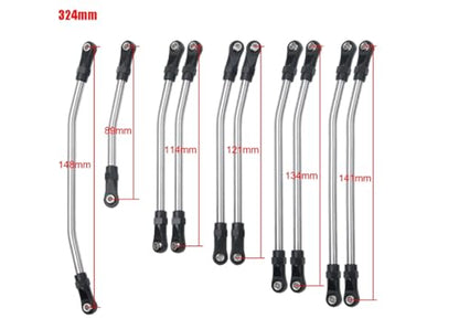 RC Car Parts for Axial for SCX10 II 90046 for SCX10 1/10 RC Car Parts 313/324mm Metal Link Rod Set Linkage Steering W/Ball End Modification RC Car Accessories(324mm) - size: 324mm