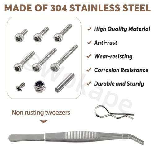 294 RC Screw Assortment Kit, Hardware Fasteners M1.4 Screws Tool Set for Axial SCX24 1/24 RC Crawler Truck Deadbolt C10 Jeep Betty
