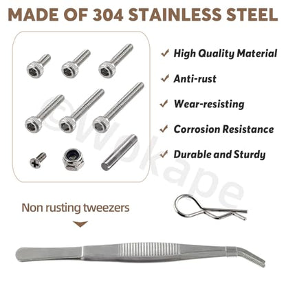 294 RC Screw Assortment Kit, Hardware Fasteners M1.4 Screws Tool Set for Axial SCX24 1/24 RC Crawler Truck Deadbolt C10 Jeep Betty