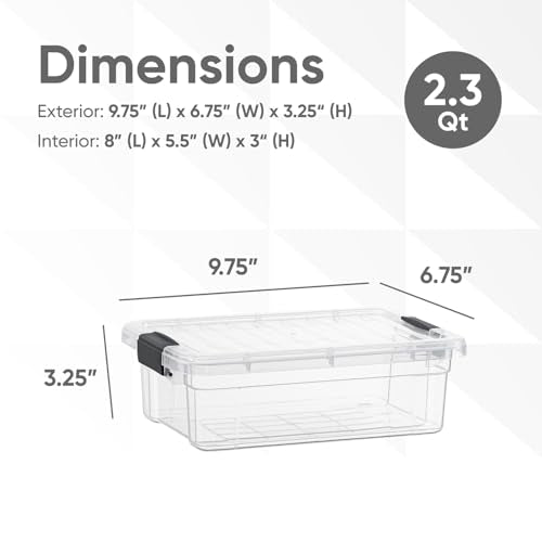 Superio Clear Storage Bins with Lids, Stackable Storage Box with Latches and Handles, Extra Small, 4 Pack 2 Quart - size: 2.3 Quarts, style: 4 Pack