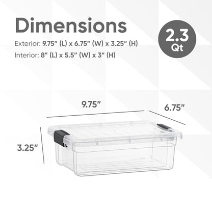 Superio Clear Storage Bins with Lids, Stackable Storage Box with Latches and Handles, Extra Small, 4 Pack 2 Quart - size: 2.3 Quarts, style: 4 Pack