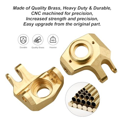 Hobbypark Brass Front Steering Knuckles Heavy Weights for SCX10 II Upgrades Compatible with Axial SCX10 II Honcho (Gold)