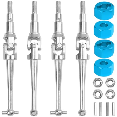 ShareGoo Steel CVD Drive Shaft Dogbone w/Hex Wheel Hubs Hex Adapter Compatible with MJX Hyper Go 16207 16208 16209 16210 H16BM H16GT H16DR H16 1/16 RC Car (Silver) - color: Silver