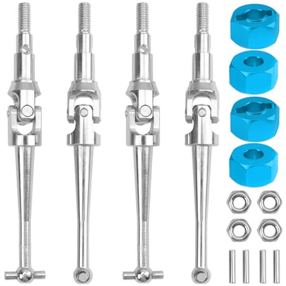 ShareGoo Steel CVD Drive Shaft Dogbone w/Hex Wheel Hubs Hex Adapter Compatible with MJX Hyper Go 16207 16208 16209 16210 H16BM H16GT H16DR H16 1/16 RC Car (Silver) - color: Silver