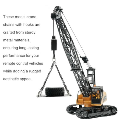 Asixxsix 2pcs Metal Trailer Chain with Tow Hook and Lobster Claw Hooks for RC Crane Model 1/50 DIY Decoration Accessories, for Crawler Climbing Car Upgrade Parts (18CM) - size: 18CM