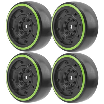 4Pack ShareGoo OD2.55inch Hard Plastic 1/10 RC Drift Car Tires & Wheel Rims 12mm Hex Compatible with Traxxas 4Tec 2.0 HSP Tamiya TT01 TT02 Kyosho RC 1/10 On-Road Drift Drifting RC Car (Green) - color: Green