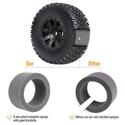 Pre-Glued RC 1/10 Short Course Truck Tires and Wheels Set 12mm Hex for Traxxas Slash 4x4 BL-2S 2WD Losi SCT Redcat Blackout SC HPI, with Foam Inserts - style: Type 2