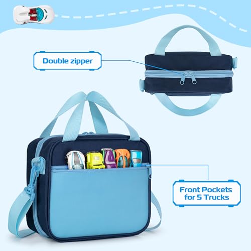 LoDrid Storage Bag Compatible with Hot Wheels Truck up to 29 pcs, Bag Only | Display Transparent Windows for Toy Car with Handle and Shoulder Strap