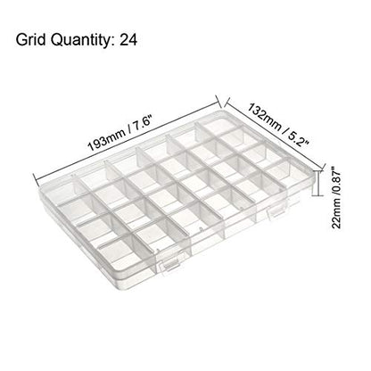 uxcell Component Storage Box - PP Fixed 24 Grids Electronic Component Containers Tool Boxes Clear White 193x132x22mm